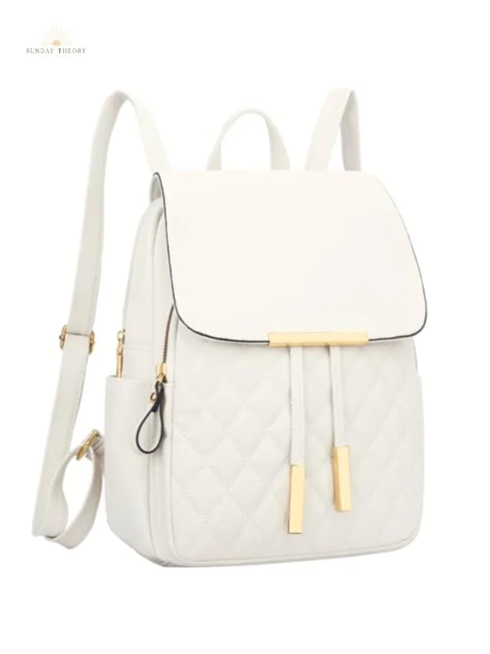 Quilted Faux Leather Travel Backpack Purse for Women, Adjustable Strap Casual